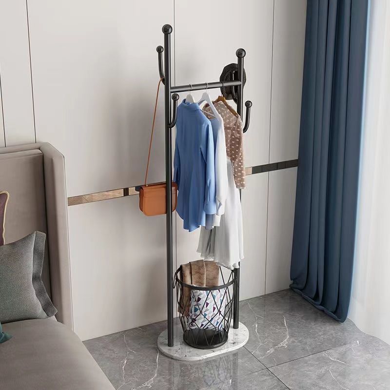 Modern Coat Rack Metal Hanger Basket Free Standing Coat Hanger