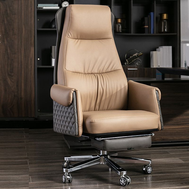 Modern Office Chair Armless Leather No Distressing Ergonomic Desk Chair with Wheels