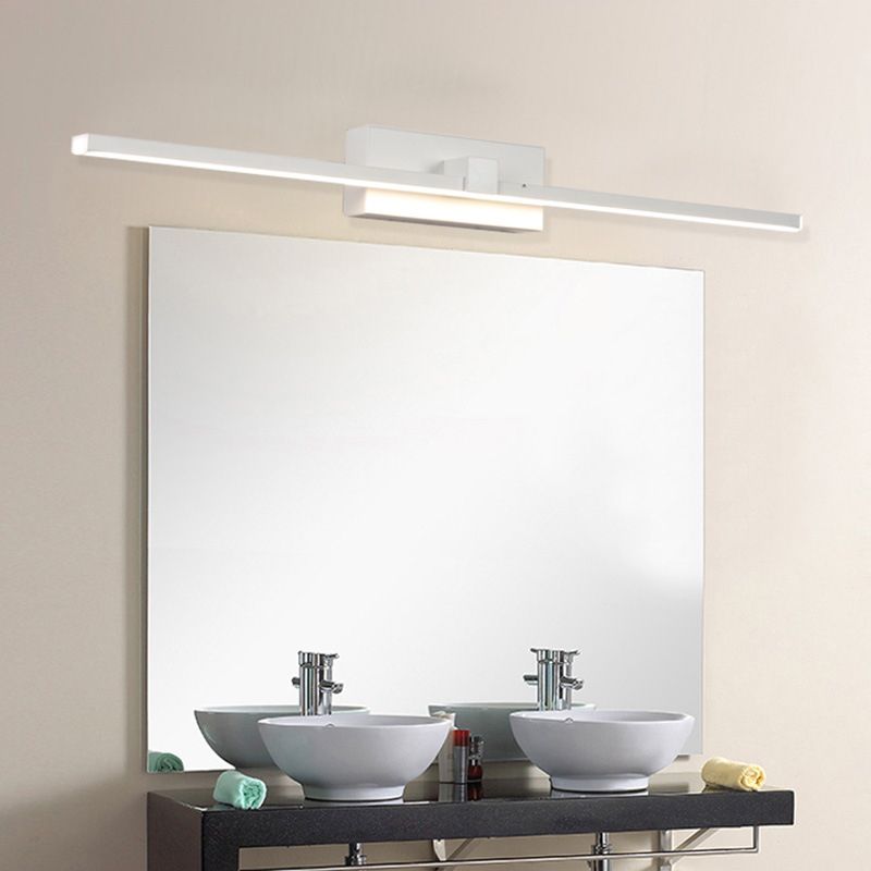 Metal linear Shade Mirror Wall Lights Modern 1 Head Wall Mount Fixture in White