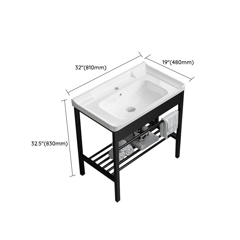 Modern Bathroom Sink Vanity Metal Frame Shelving Included Freestanding Sink Vanity