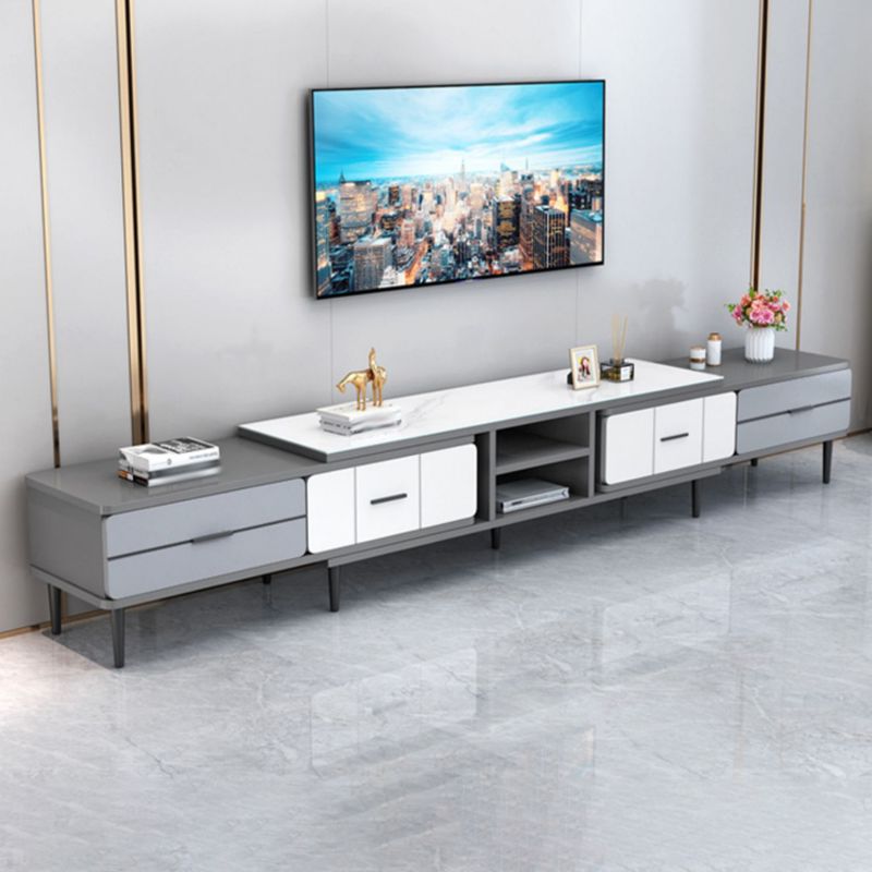 Glass TV Stand Console Contemporary Media Console with Drawers