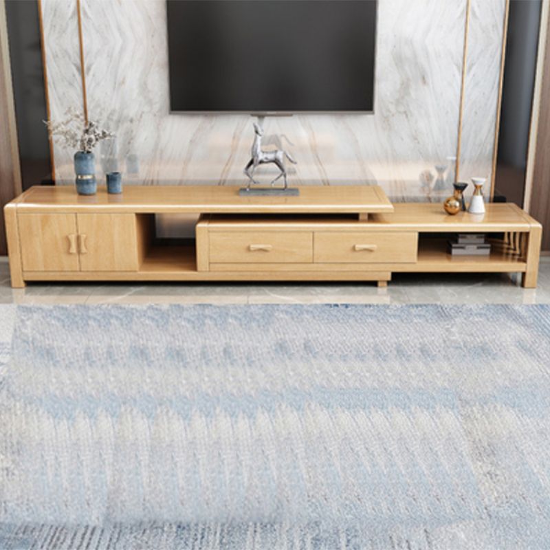 Rubberwood TV Stand Console Traditional TV Console with Drawers