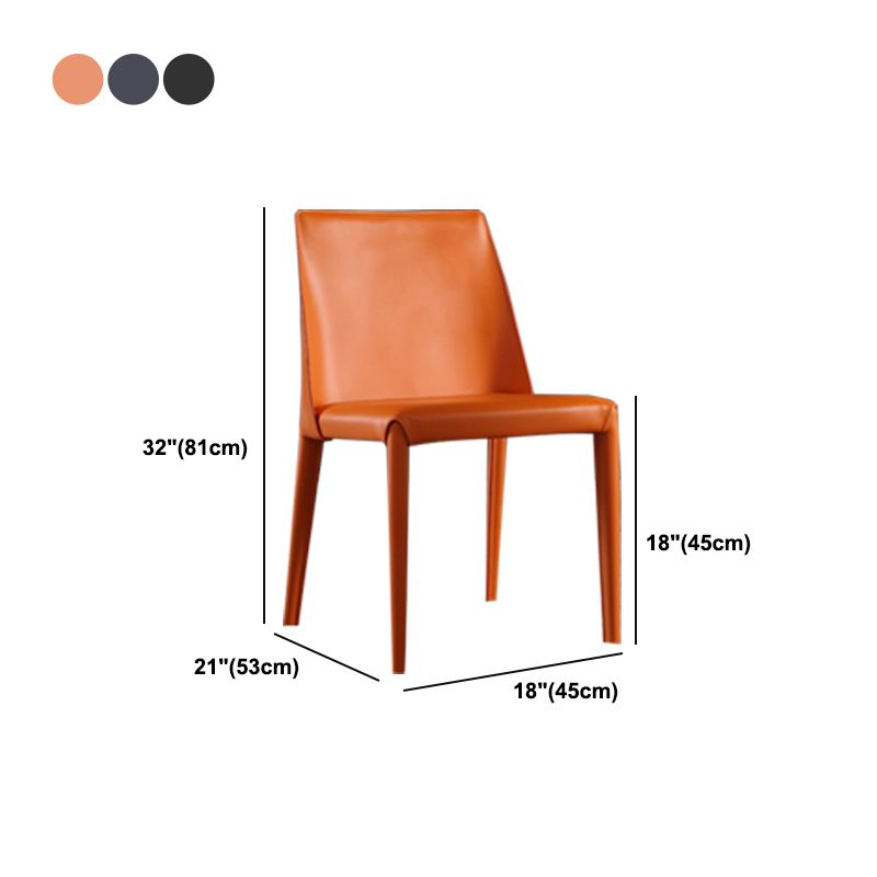 Contemporary Leather Dining Chair Armless Upholstered Dining Chairs for Home Use