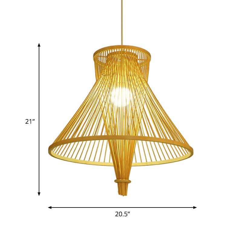 Bamboo Lantern Pendant Light Light Simple Style Hanging Lamping en beige pour salle à manger