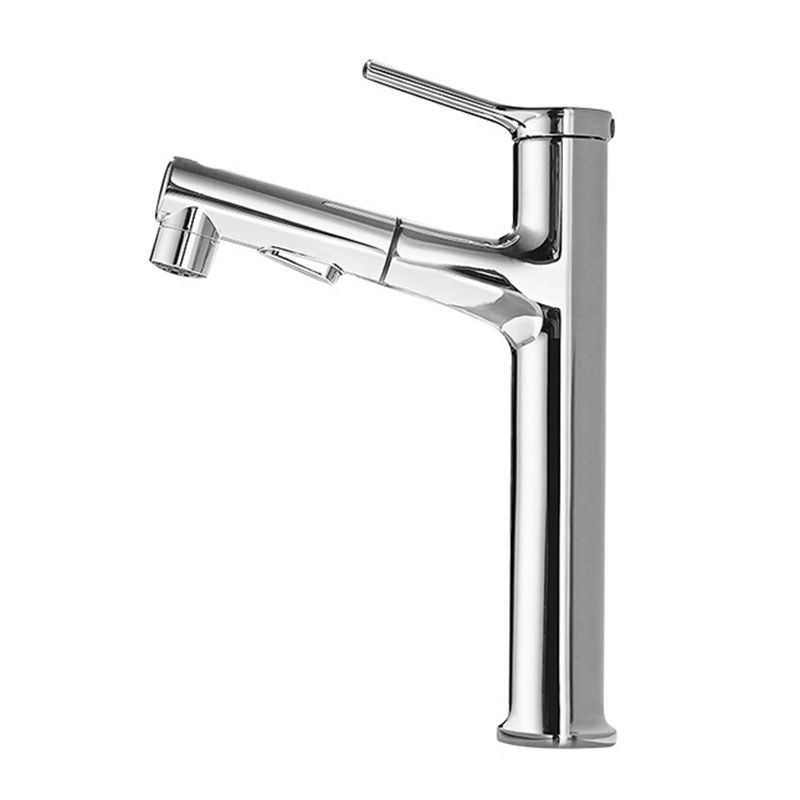 Modern Style Retractable Vessel Faucet Single-handle Low Arc Copper Vessel Faucet