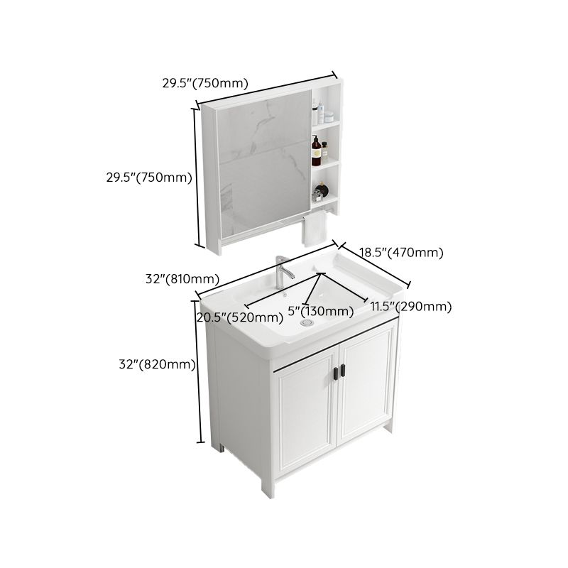 Bathroom Vanity Set Free Standing White Drawer Faucet Vanity with Mirror