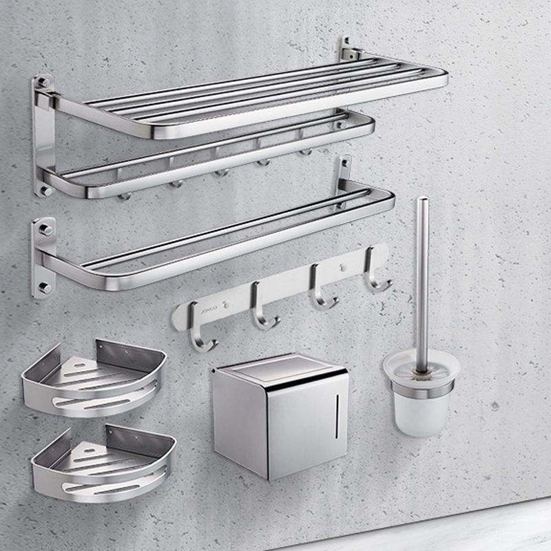 Contemporary Bathroom Accessory Set in Aluminum with Towel Bar/Bath Shelf