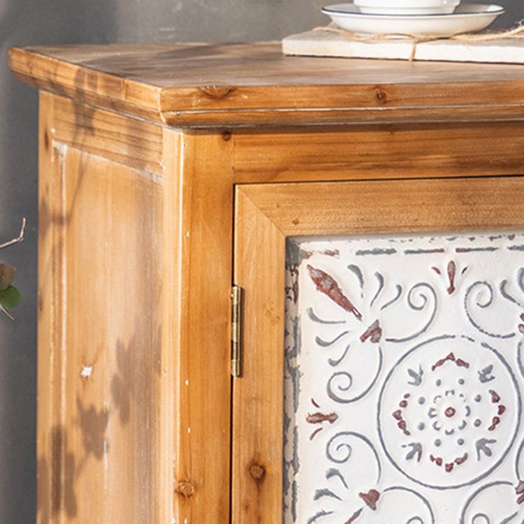 Industrial Wooden Cabinet with Turned Legs and Drawers in Brown