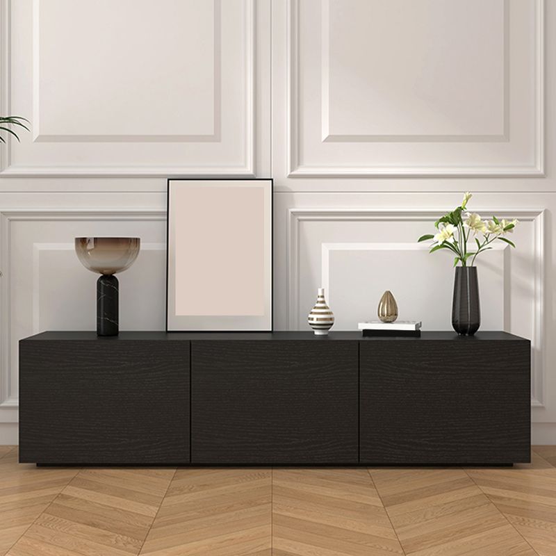 Black Contemporary TV Console Faux Wood Media Console with Doors