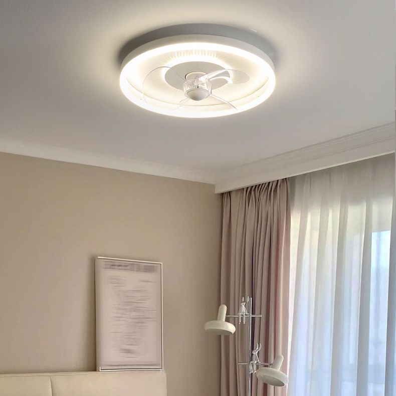 Contemporary 2-Light White Ceiling Fan Lamp LED Metallic Ceiling Fan Light