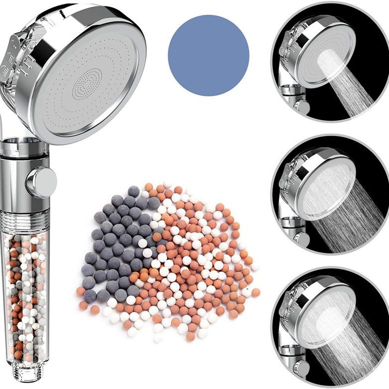 Contemporary Handheld Shower Head Round Filter Ball Spray Head in Silver