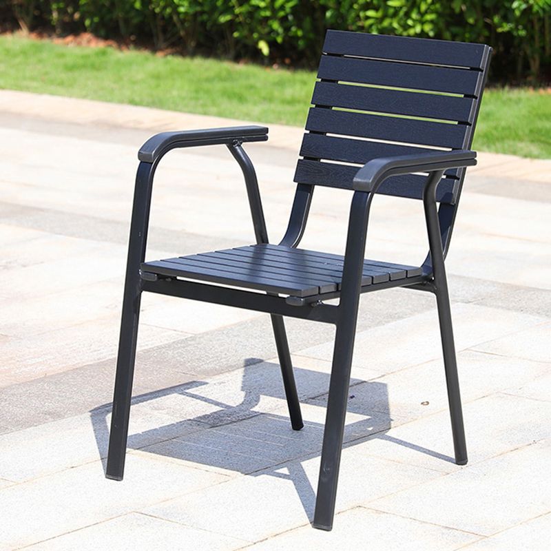 Modern Outdoor Bistro Chairs Wood With Arm Metal Dining Chairs