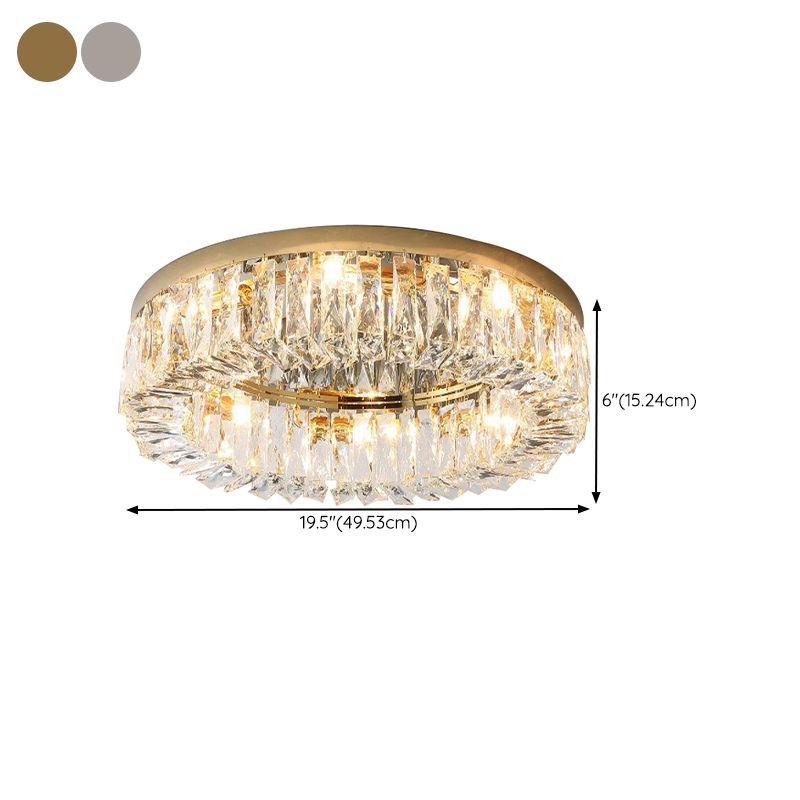 Crystal Round Flush Mount Lights Contemporary Style Multi Lights Flush Ceiling Lights