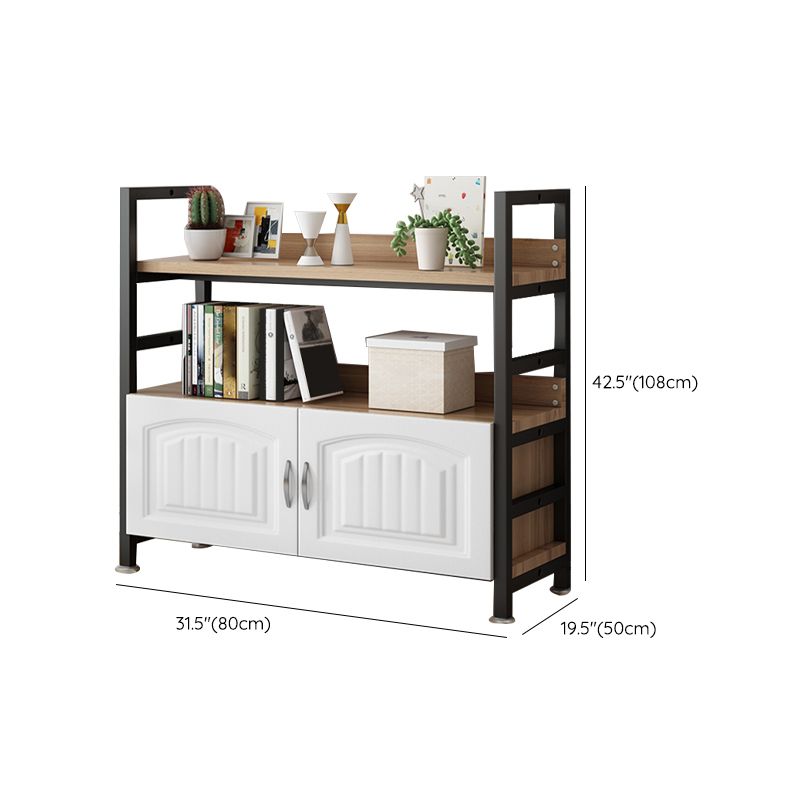 Modern Open Back Shelf Bookcase with Cabinets for Home Office