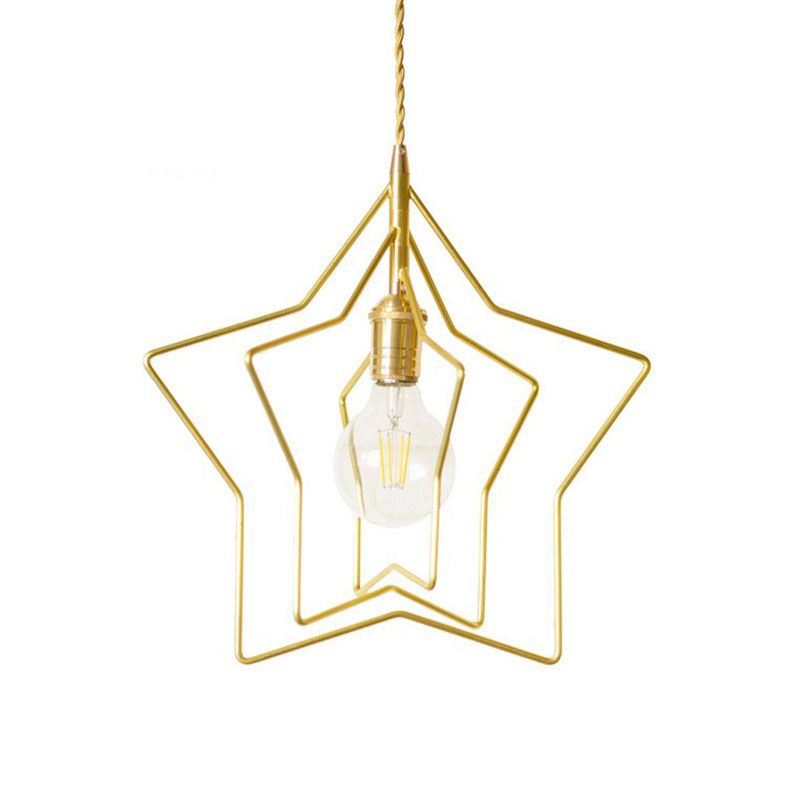 STAR -frame Iron Suspension Lighting Retro Style 1 Head Restaurant Hanglampje Licht in goud