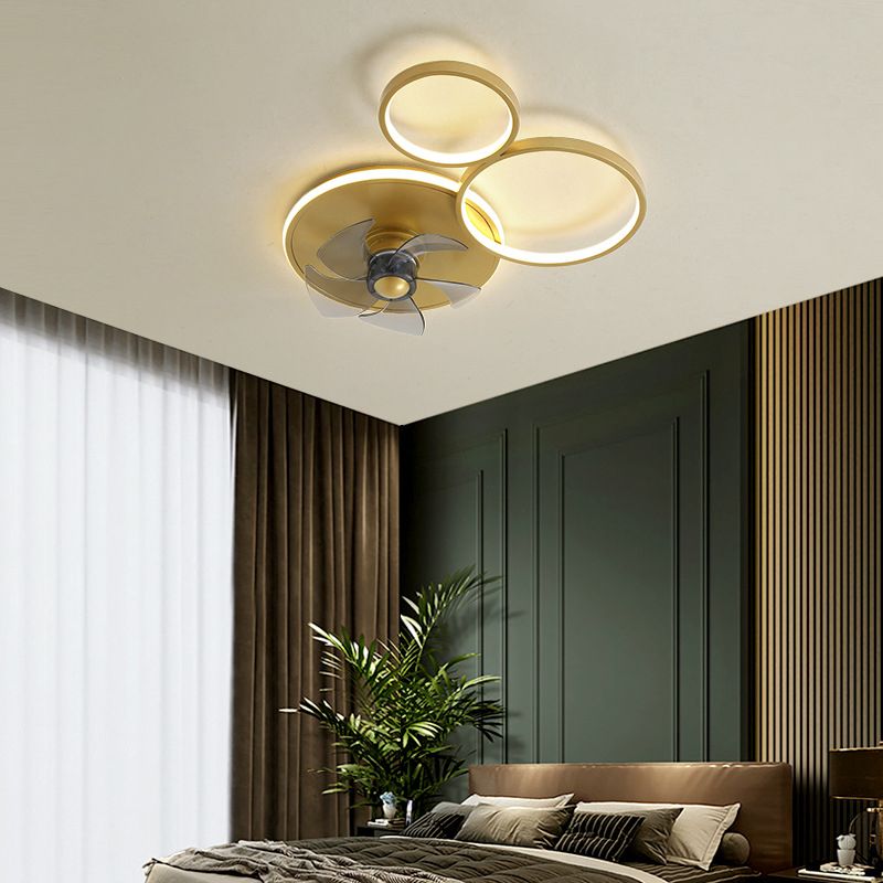 5-Blade Modernism LED Ceiling Fan Metallic Golden Fan with Light for Bedroom