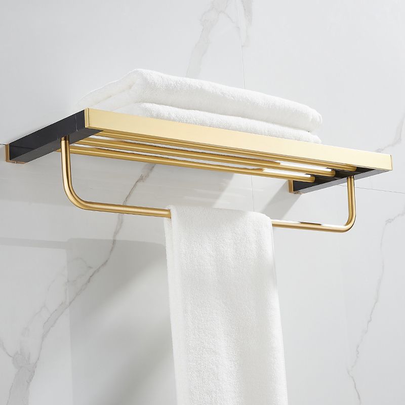 Metal and Marble Bathroom Minimalist Accessory as Individual or as a Set in Gold