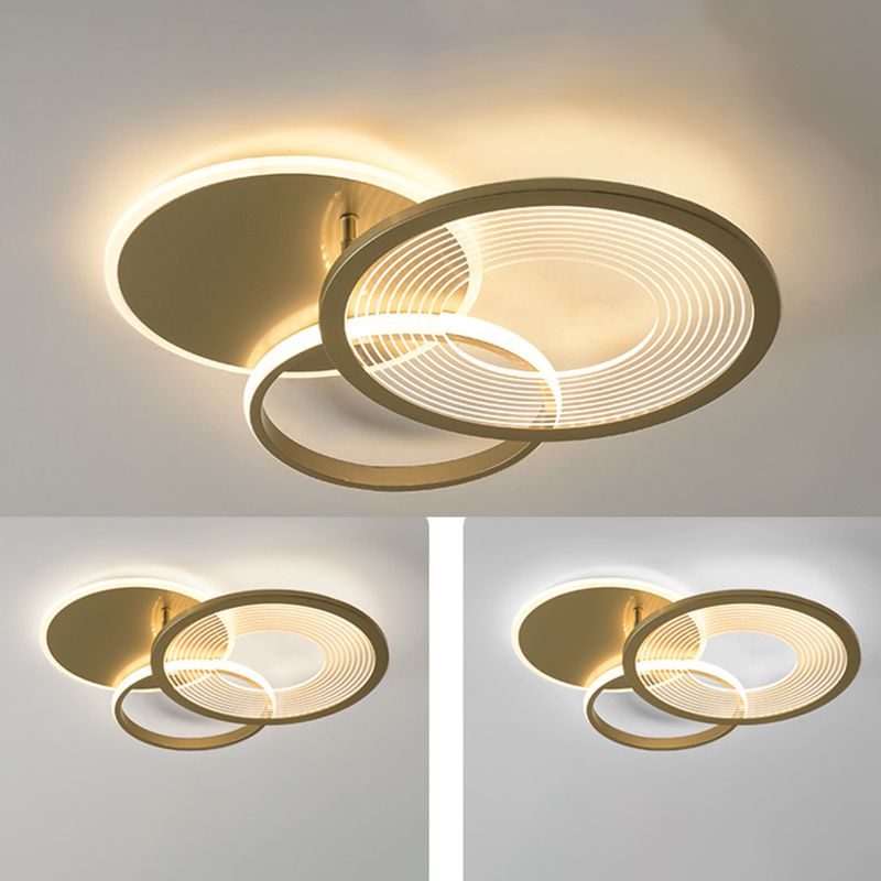 Polished Gold 3 - Light Flush Mount Light Metal Contemporary LED Ceiling Flush