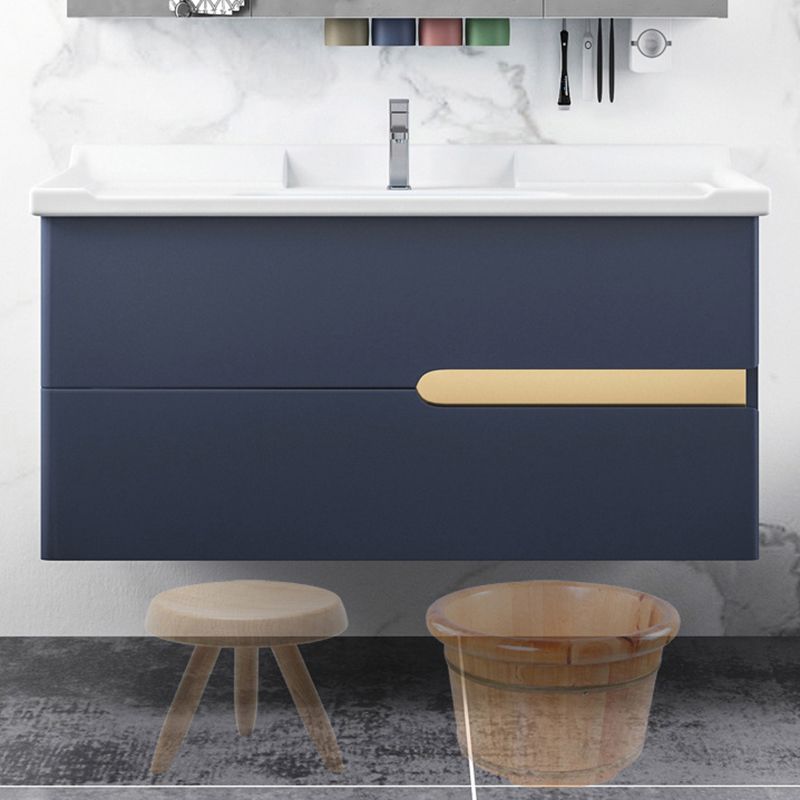 Gorgeous Wooden Sink Vanity Blue Wall Mount Vanity Cabinet with Mirror Cabinet