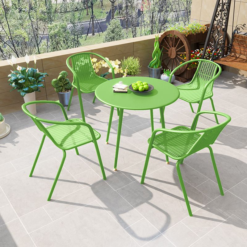 Modern Round Iron Patio Table Water Resistant and UV Resistant Bistro Table