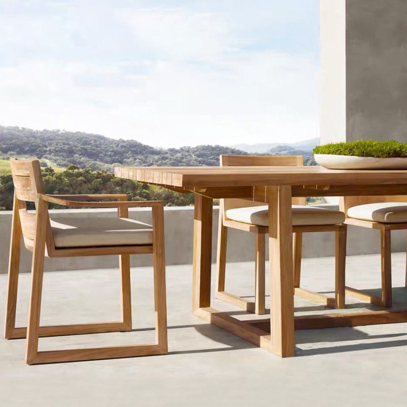 Contemporary Solid Wood Dining Armchair Open Back Outdoors Dining Chairs