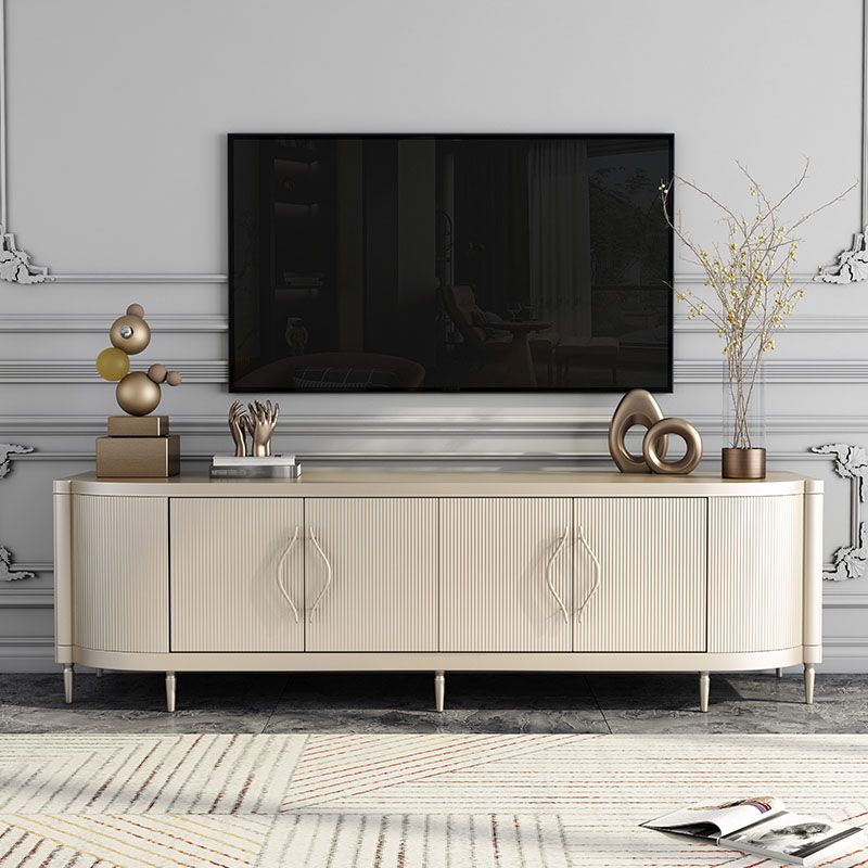 Glam Wood TV Media Stand with Doors, Enclosed Storage TV Stand Console