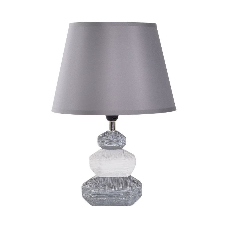 Stone Shape Nightstand Light Modernism Ceramics 1 Light Bedroom Fabric Table Lamp in Black/Grey and White