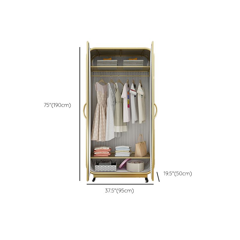 Modern Freestanding Wardrobe Armoire Metal Frame Wardrobe with Clothes Rail