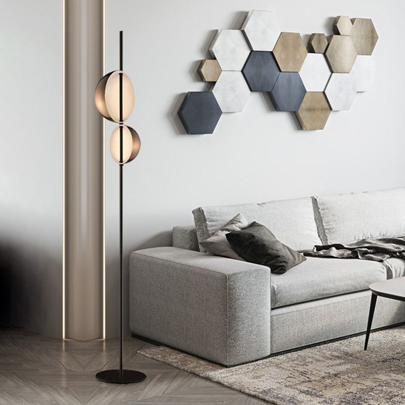 Nordic Semi-Orb Floor Reading Light Metallic LED Living Room Standing Lamp in Black/Gold