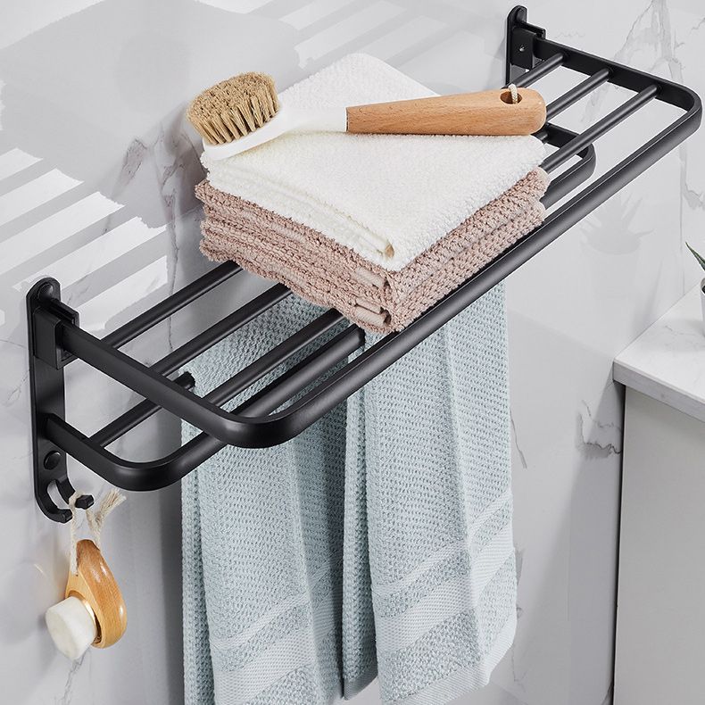 Modern Aluminum Bathroom Accessory Set Matte Black Bath Shelf/Towel Bar/Paper Holder