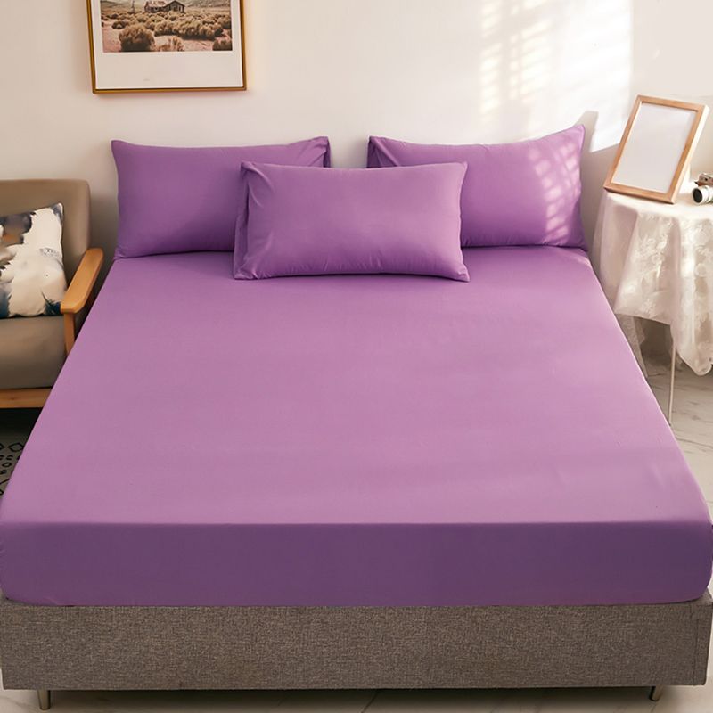 Cotton Sheet Set 3-Piece Solid Color Breathable Fitted Sheet