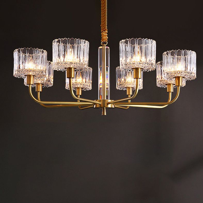 Cylinder Chandelier Light Fixture Modern Simplicity Crystal Pendant Lighting for Restaurant