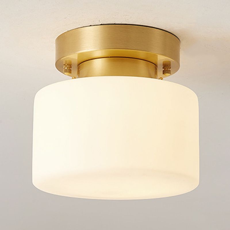 Contemporary Ceiling Lighting Drum Flush Mount Fixture with Glass for Vestibule