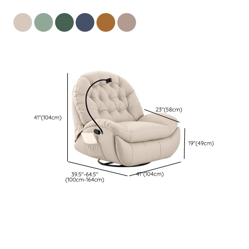 Metal Frame Swivel Rocker Standard Recliner Solid Color Recliner Chair with Tufted Back