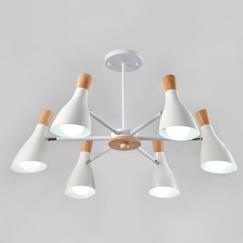 IJzeren bias-gesneden fles kroonluchter lamp macaron stijl houten hanger licht voor woonkamer