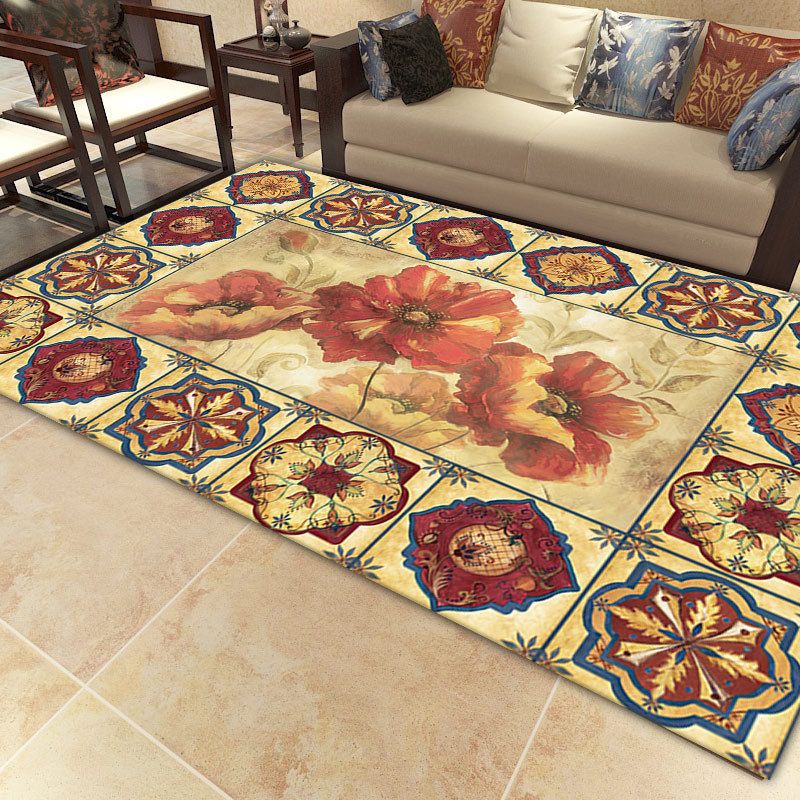 Lichtroze bloem tapijt polyester eenvoudig tapijt wasbaar tapijt voor woonkamer