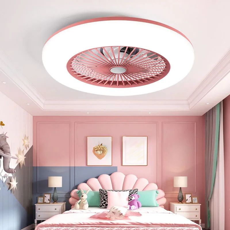 Round LED Ceiling Fan Light Simplicity Metal Flush Mount Light for Bedroom