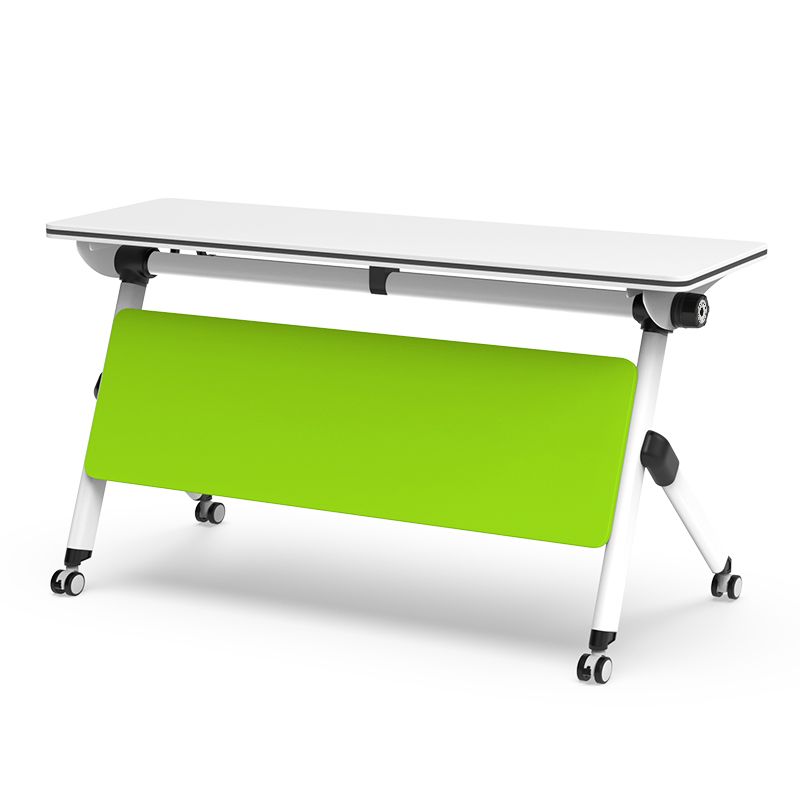 White Folding Office Desk Modern Wooden Training Desk with Wheels