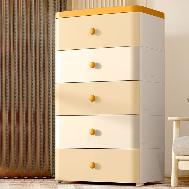 5 Drawers Plastic Kids Nightstand Scandinavian Vertical Nursery Dresser for Home