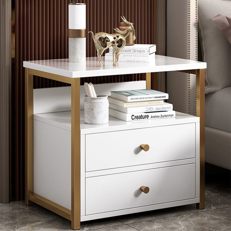 Contemporary Night Table Solid Wood Nightstand with Drawers ,19.7" Tall