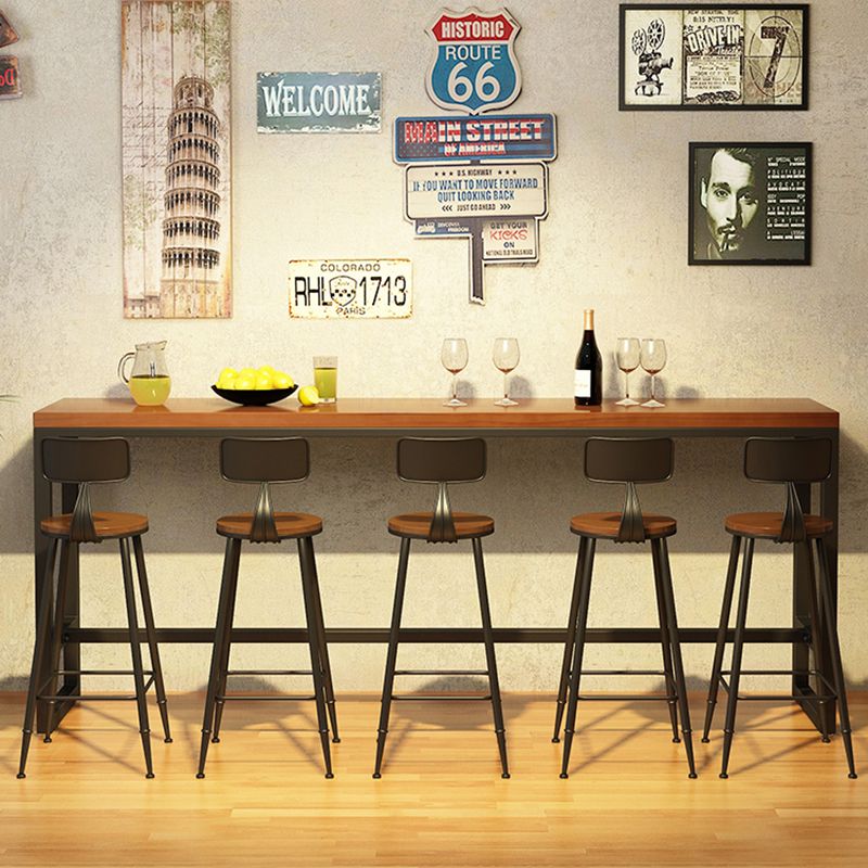 Industrial Natural Bistro Bar Desk Indoor Footrest Trestle Bistro Bar Table