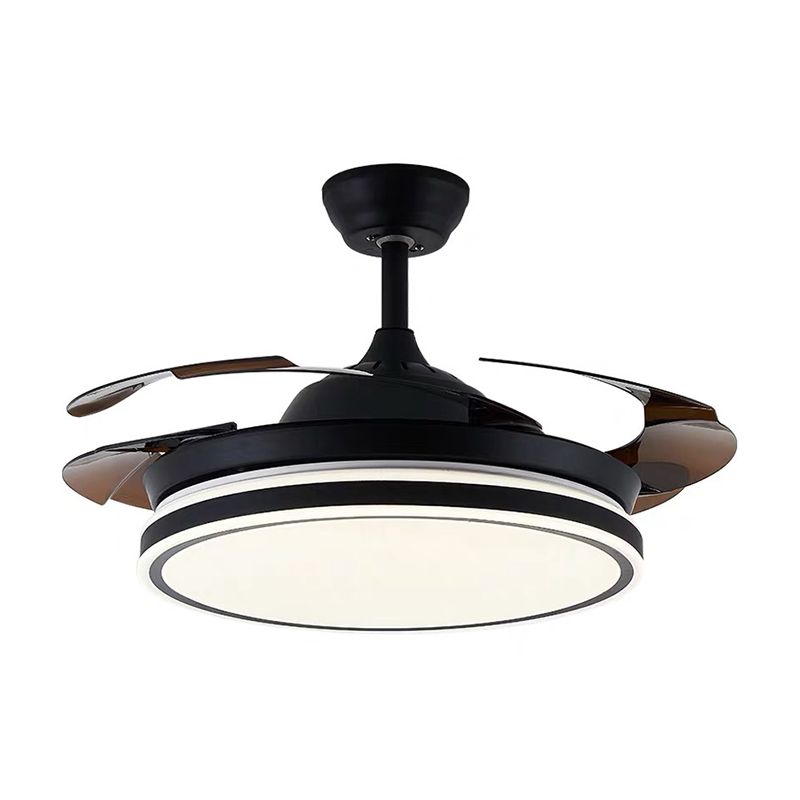 Acryl zwart/wit plafond ventilatorlamp ronde LED antieke semi-montage verlichting met 3-blade, 42 "breed