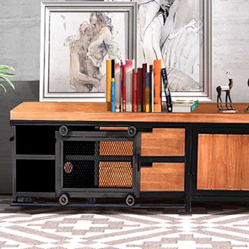 Wooden and Metal TV Cabinet Industrial Style Retro Home TV Stand Console