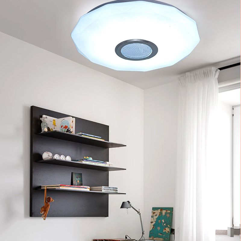 Modern Bluetooth LED Ceiling Light White Shaded Ceiling Lamp Fixture with Acrylic Shade