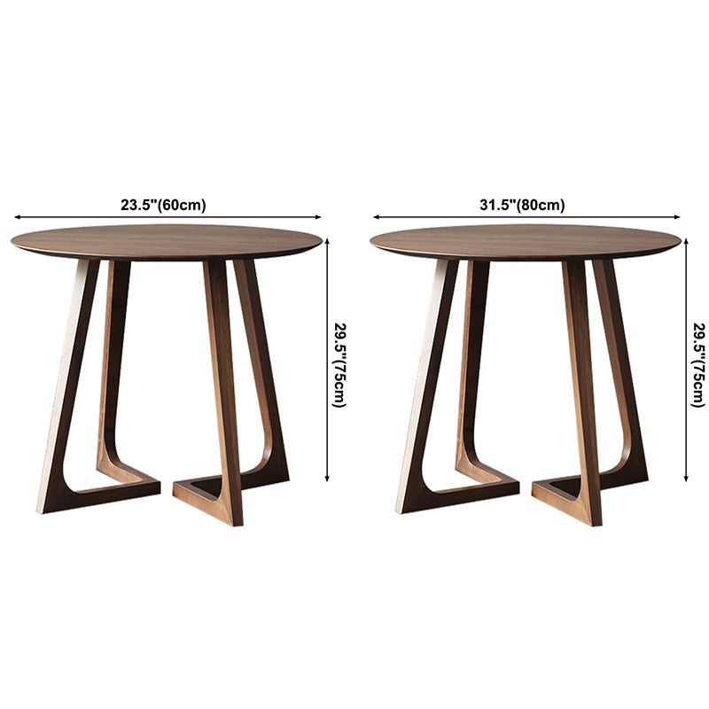 Round Wood Color Dining Table Solid Wood Table Contemporary with Double Pedestal