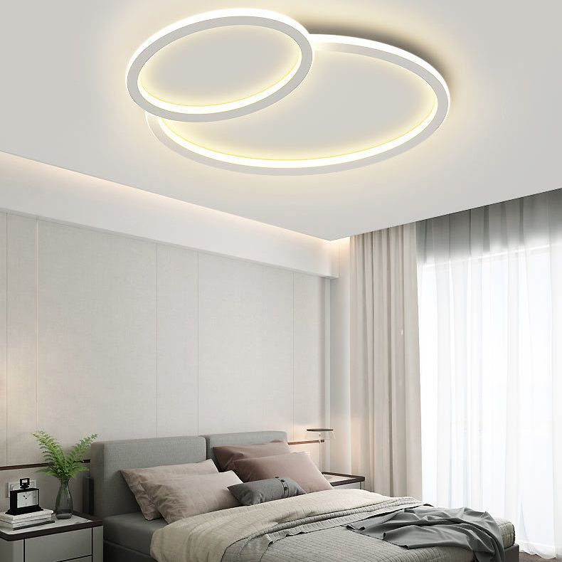 White Circular Flush Mount in Modern Minimalist Acrylic LED Ceiling Light for Bedroom