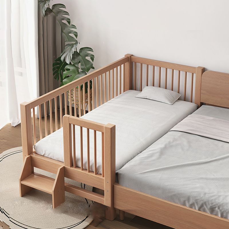 Farmhouse Nursery Bed Solid Wood Baby Crib with Guardrails and Mattress