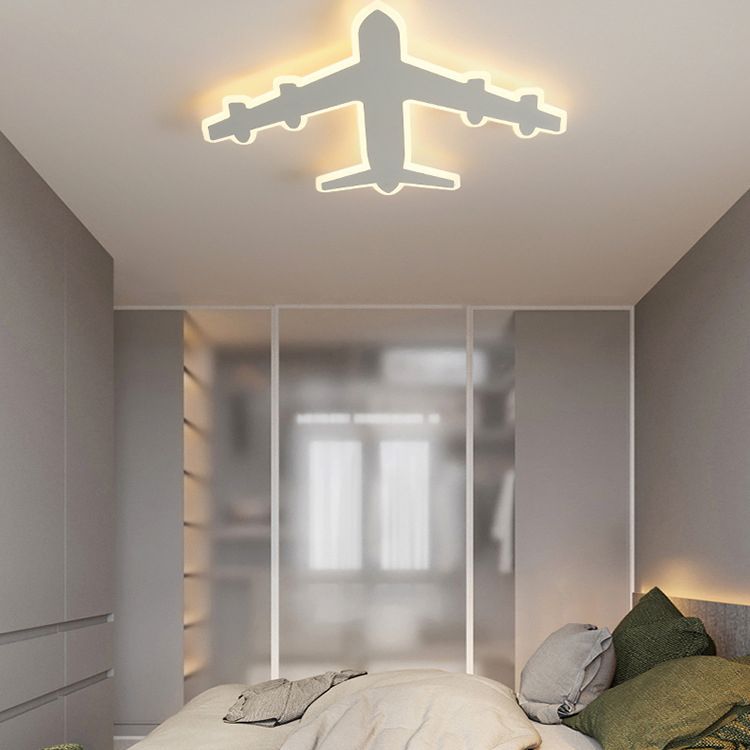 White Airplane LED Ceiling Light in Modern Creative Style Acrylic Flush Mount for Bedroom