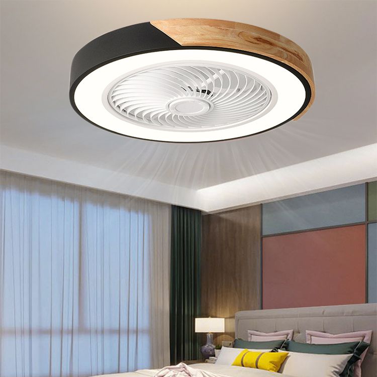 LED Ceiling Fan Light 1-Light Wooden Ceiling Mount Lamp with Acrylic Shade for Bedroom