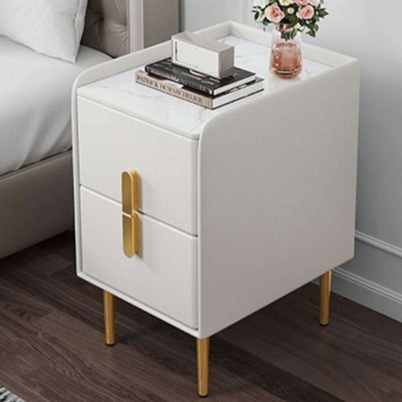 Stone Night Table Modern Accent Table Nightstand for Bedroom